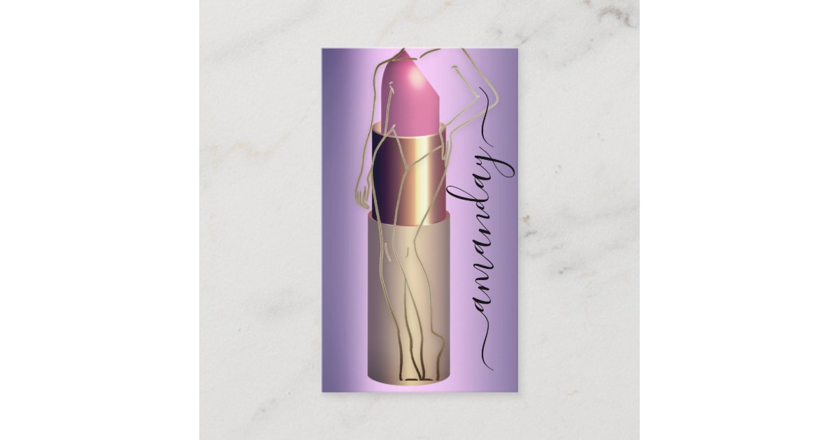 Professional Makeup Body Lipstick QR Code Purple Business Card | Zazzle