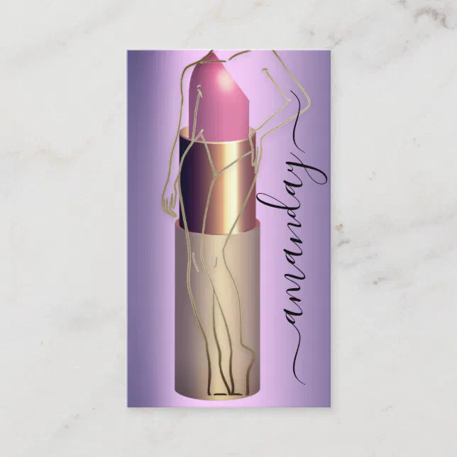 Professional Makeup Body Lipstick QR Code Purple Business Card | Zazzle
