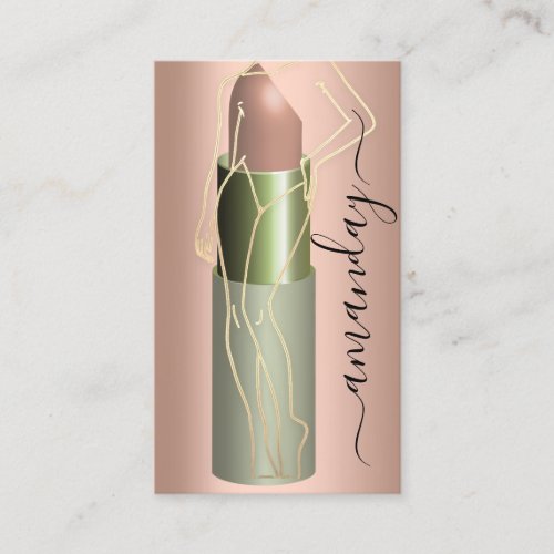 Professional Makeup Body Lipstick QR Code RoseGold Business Card