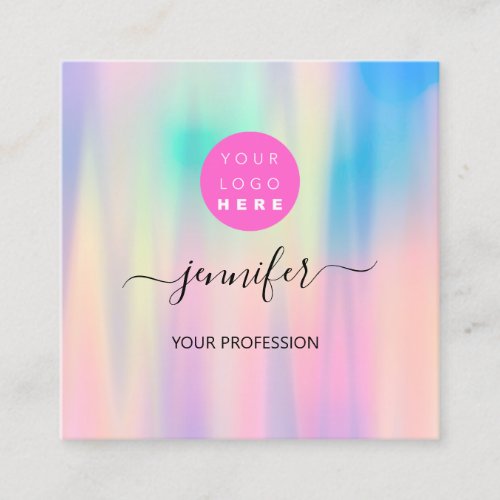 Professional Makeup Boutique Logo QRCode pastels Square Business Card