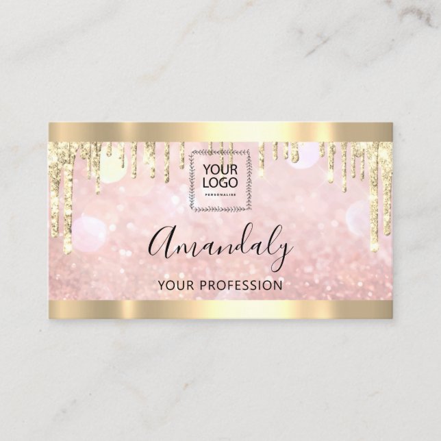 Professional Makeup Esthetician Lash QR Logo Drips Business Card (Front)