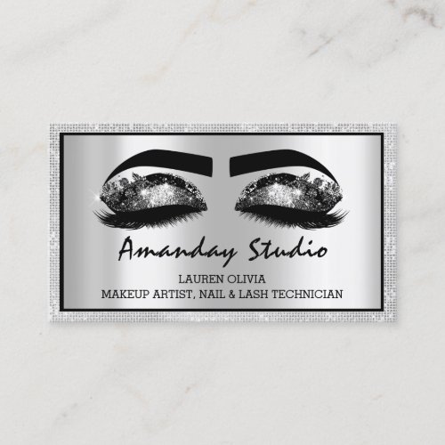 Professional Makeup Eyelash Black Gray Appointment Business Card