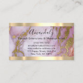 Professional Makeup  Eyelash Extension Pink Marble Business Card (Back)