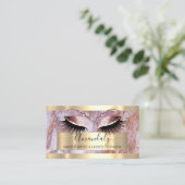 Professional Makeup  Eyelash Extension Pink Marble Business Card (Standing Front)