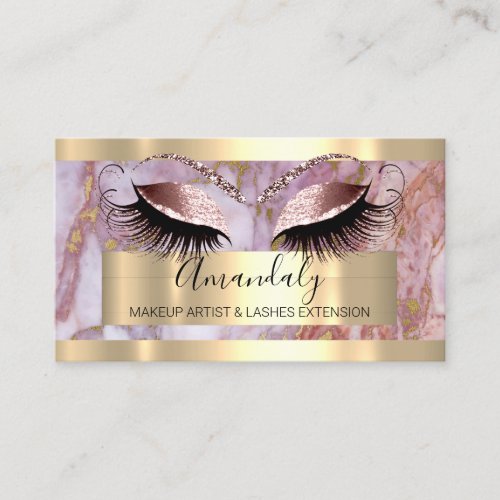 Professional Makeup Eyelash Extension Pink Marble Business Card