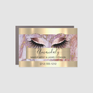 Professional Makeup Eyelash Extension Pink Marble Car Magnet