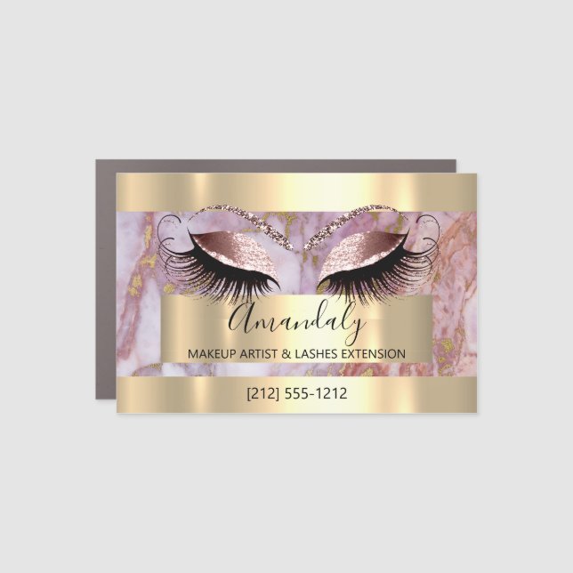 Professional Makeup  Eyelash Extension Pink Marble Car Magnet (Front)
