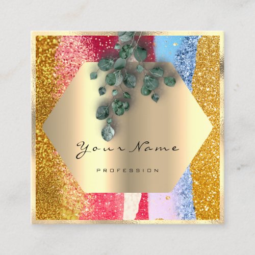 Professional Makeup Gold Glitter Brush Strokes VIP Square Business Card