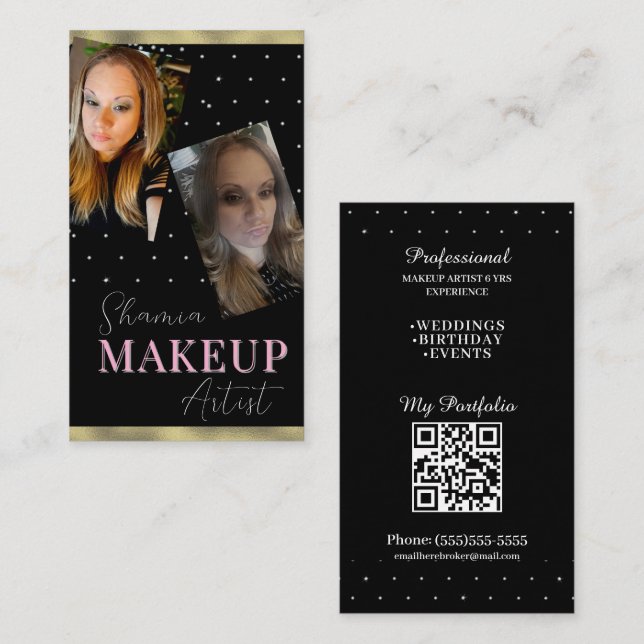 Professional Makeup Hair Artist Photo Card QR Code (Front/Back)