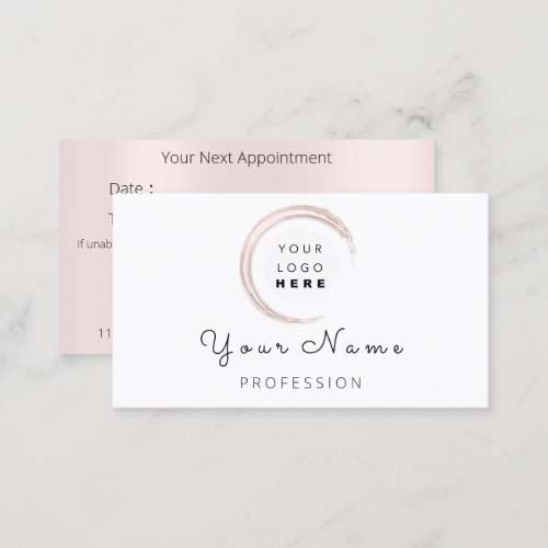 Professional Makeup Hair Wax Lashes Rose White Appointment Card