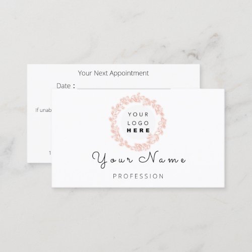 Professional Makeup Hair Wax Lashes Rose Wreath Appointment Card