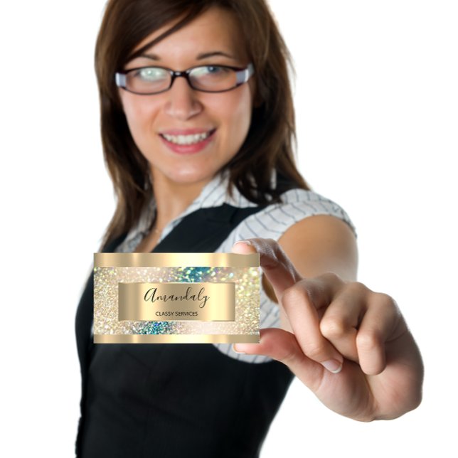 Professional Makeup Holographic Gold Glitter Business Card (Professional Makeup Holographic Gold Glitter Business Card)