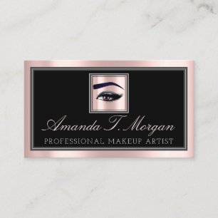 Professional Makeup Lash Extension Brow Pink Black Business Card