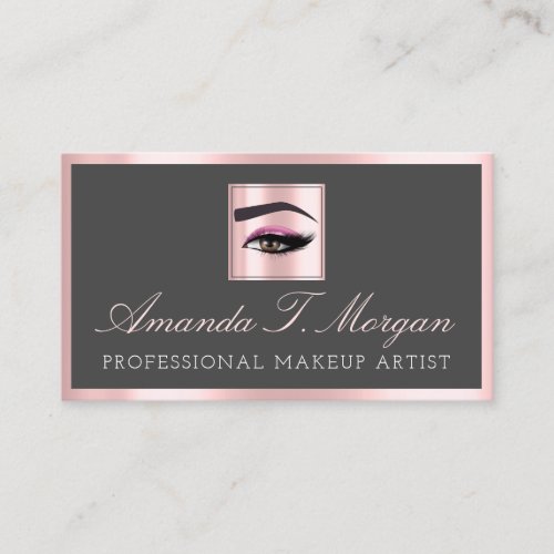 Professional Makeup Lash Extension Brow Rose Frame Business Card