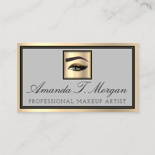 Professional Makeup Lash Extension Eyebrow Golden Business Card