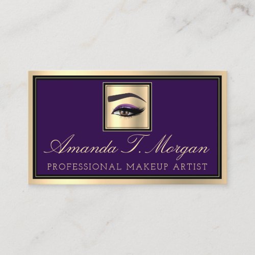 Professional Makeup Lash Extension Eyebrow Violet Business Card