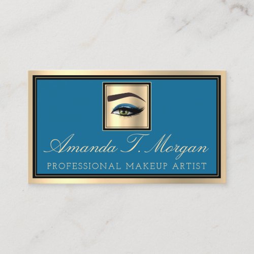 Professional Makeup Lash Extension Gold Smoky Blue Business Card