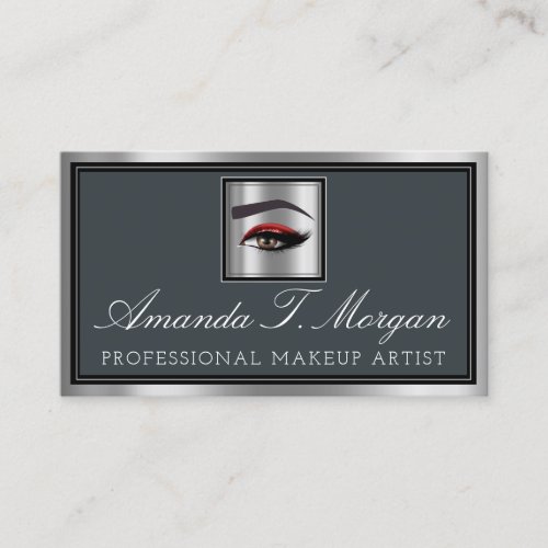 Professional Makeup Lash Extension Gray Silver VIP Business Card