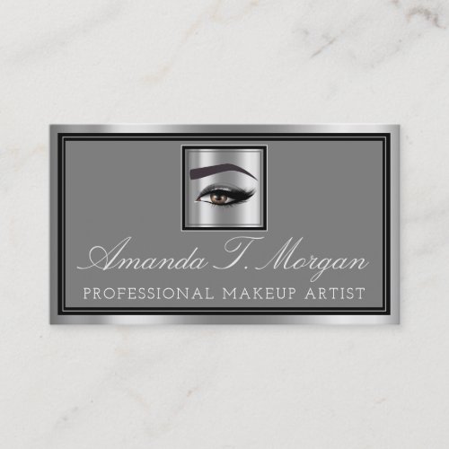 Professional Makeup Lash Extension Gray Silver VIP Business Card