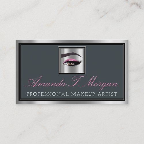 Professional Makeup Lash Extension Gray VIP Pink Business Card