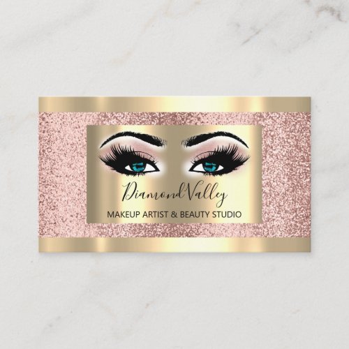 Professional Makeup Lash Gold Framed Blue Eyes Business Card