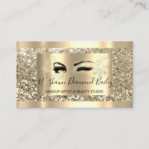 Professional Makeup Lash Gold Framed Glitter Spark Business Card