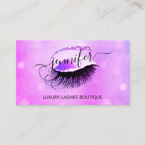 Professional Makeup Lash QR Code Eyes Pink Glitter Business Card