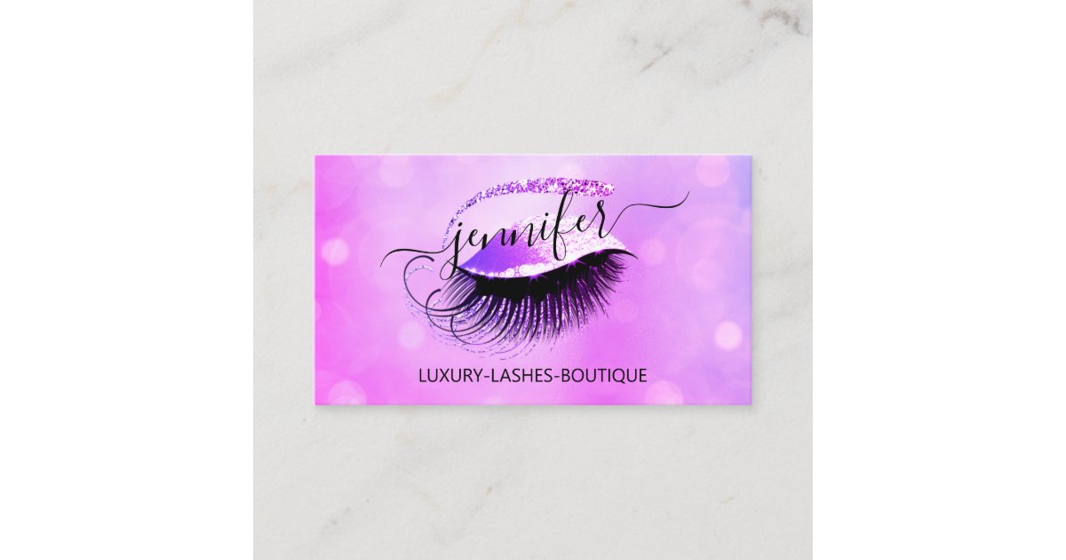 Professional Makeup Lash QR Code Eyes Pink Glitter Business Card | Zazzle