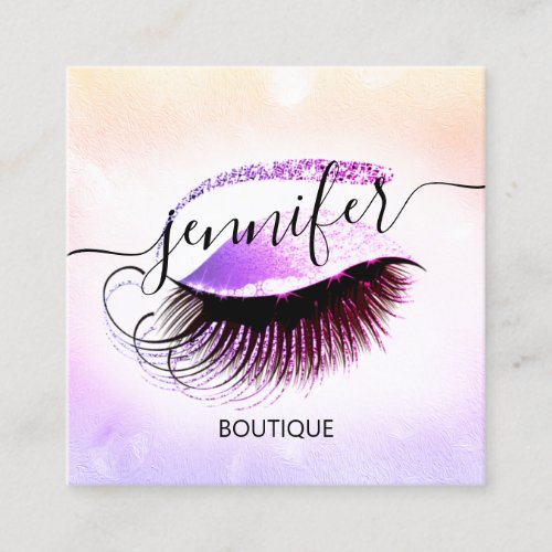 Professional Makeup Lash QR Code Logo Lux Pinky Square Business Card