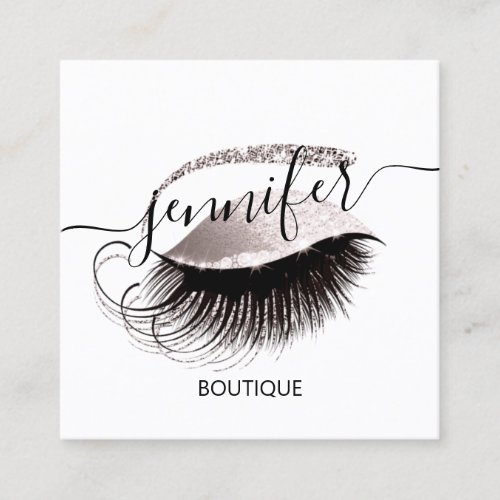 Professional Makeup Lash QR Code Logo Lux Smoky Square Business Card