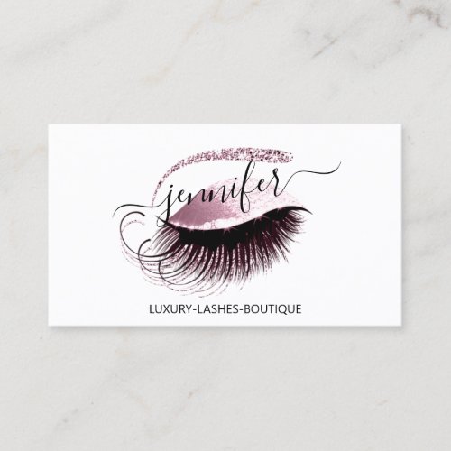 Professional Makeup Lash QR Code Logo Pink Glitter Business Card