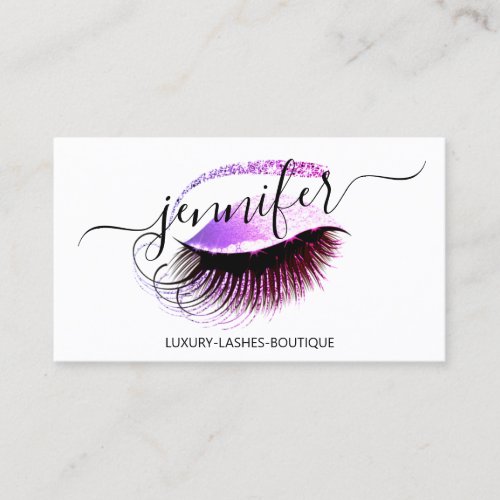 Professional Makeup Lash QR Code Logo Pink Glitter Business Card