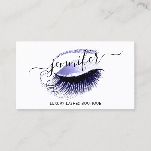 Professional Makeup Lash QR Code Logo Smoky Blue Business Card