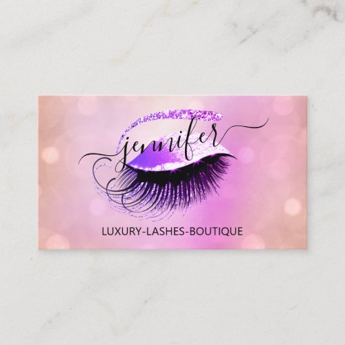 Professional Makeup Lash QR Code Rose Pink Glitter Business Card