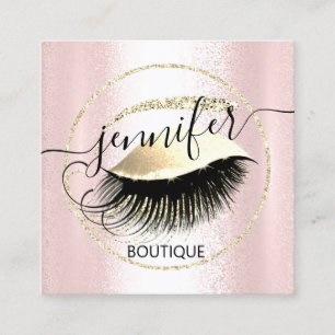 Professional Makeup Lash Shop QR Code Rose Gold Square Business Card