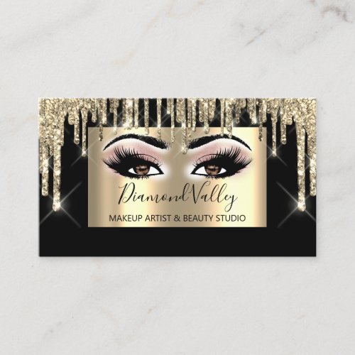 Professional Makeup Lashes Glitter Gold Brown Eye Business Card