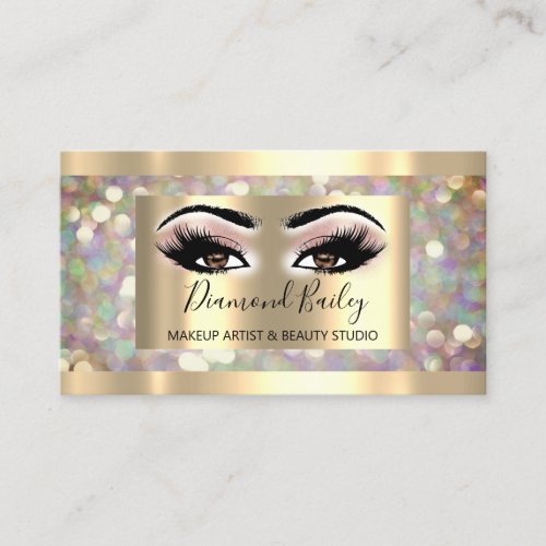 Professional Makeup Lashes Holograph Brown Eyes Business Card
