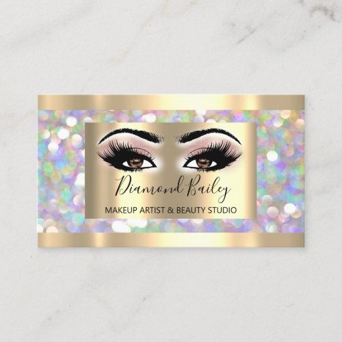 Professional Makeup Lashes Holograph Brows Eyes Business Card