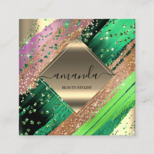 Professional Makeup Logo Tropic Body SPA Wellness Square Business Card