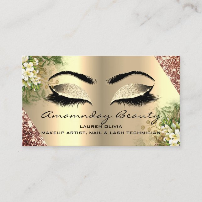 Professional Makeup Nails Appointment Floral Rose Business Card (Front)