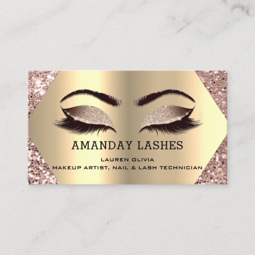 Professional Makeup Nails Appointment Rose Gold Business Card