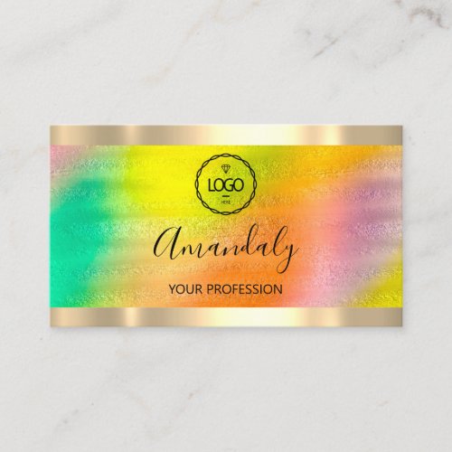 Professional Makeup Nails Lash Gold Holograph Logo Business Card