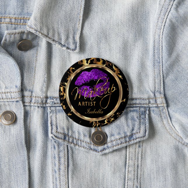 Professional Makeup - Purple, Black and Marble Pinback Button (In Situ)