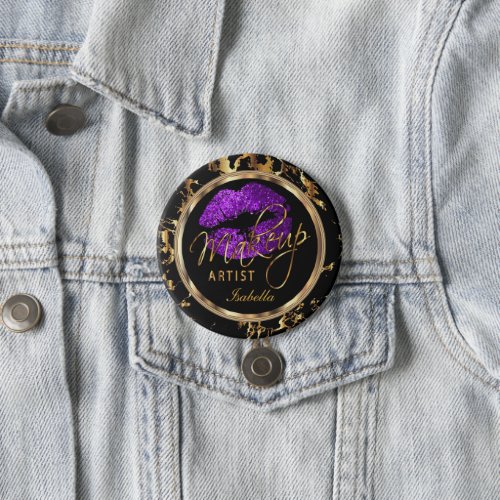 Professional Makeup _ Purple Black and Marble Pinback Button