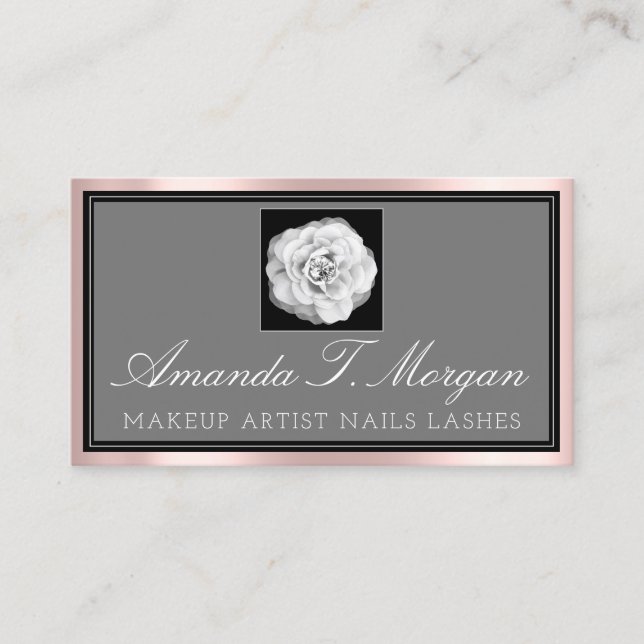 Professional Makeup Rose Appointment Event Pink Business Card (Front)