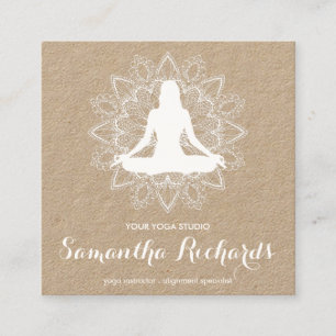 Professional Mandala Trendy Celestial White Kraft Square Business Card