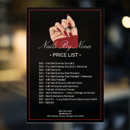 Professional Manicurist Nail Salon Service Price Poster