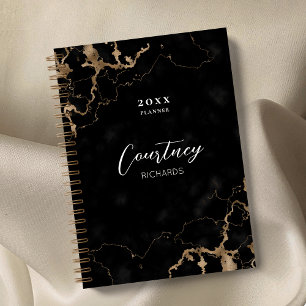 Professional Marble Black Gold Logo Business 2026 Planner
