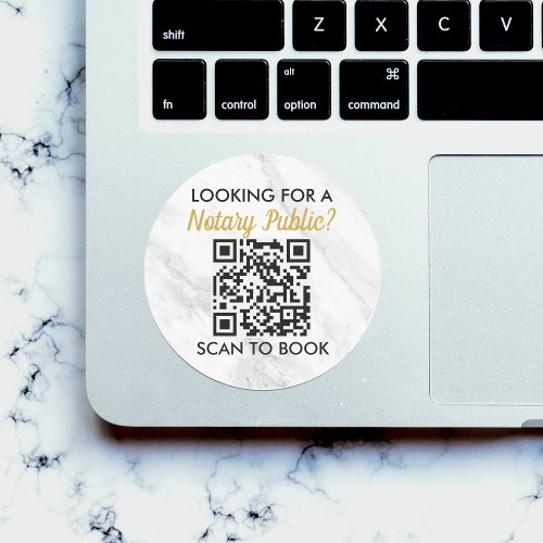 Professional Marble Branded Add a QR Code Notary Classic Round Sticker