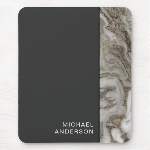 Professional Marble Edge on Flat Black with Name Mouse Pad